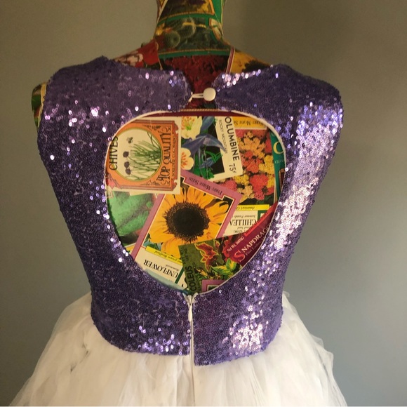 Purple and White Tulle and Sequin Dress Girls Size 14 - Picture 6 of 10